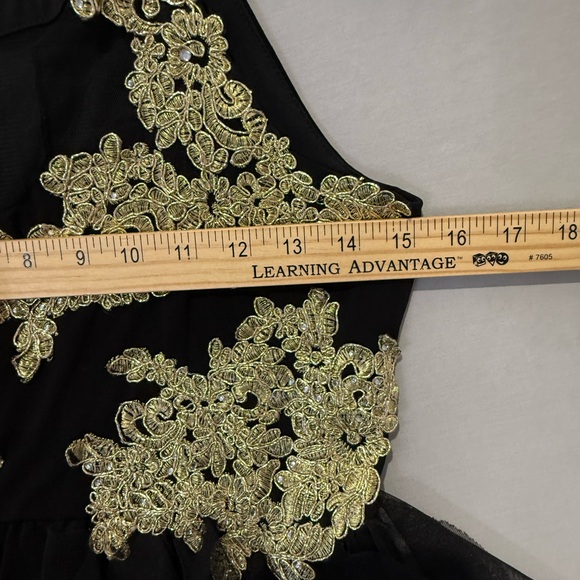 Rare Editions Black Dress with Gold Embellishments Girls Size 14 Formal Dance - Picture 9 of 10